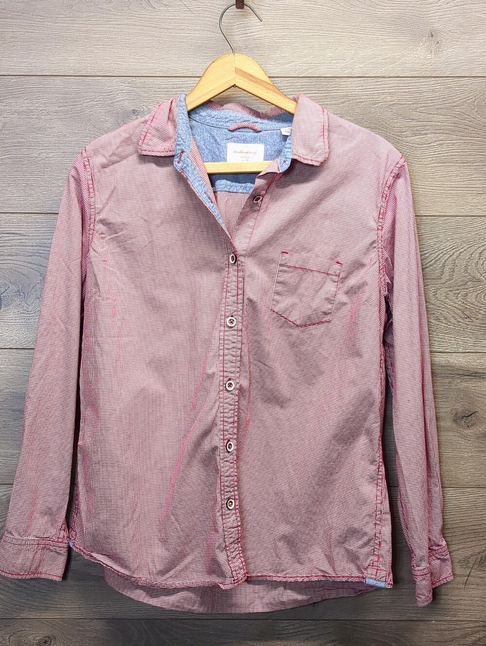 Weatherproof Vintage Red Checkered Long Sleeve Button Up Top Women's Size Large
